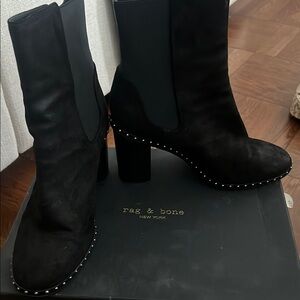 Rag & Bone Black Heeled Boots with Studded Detailing